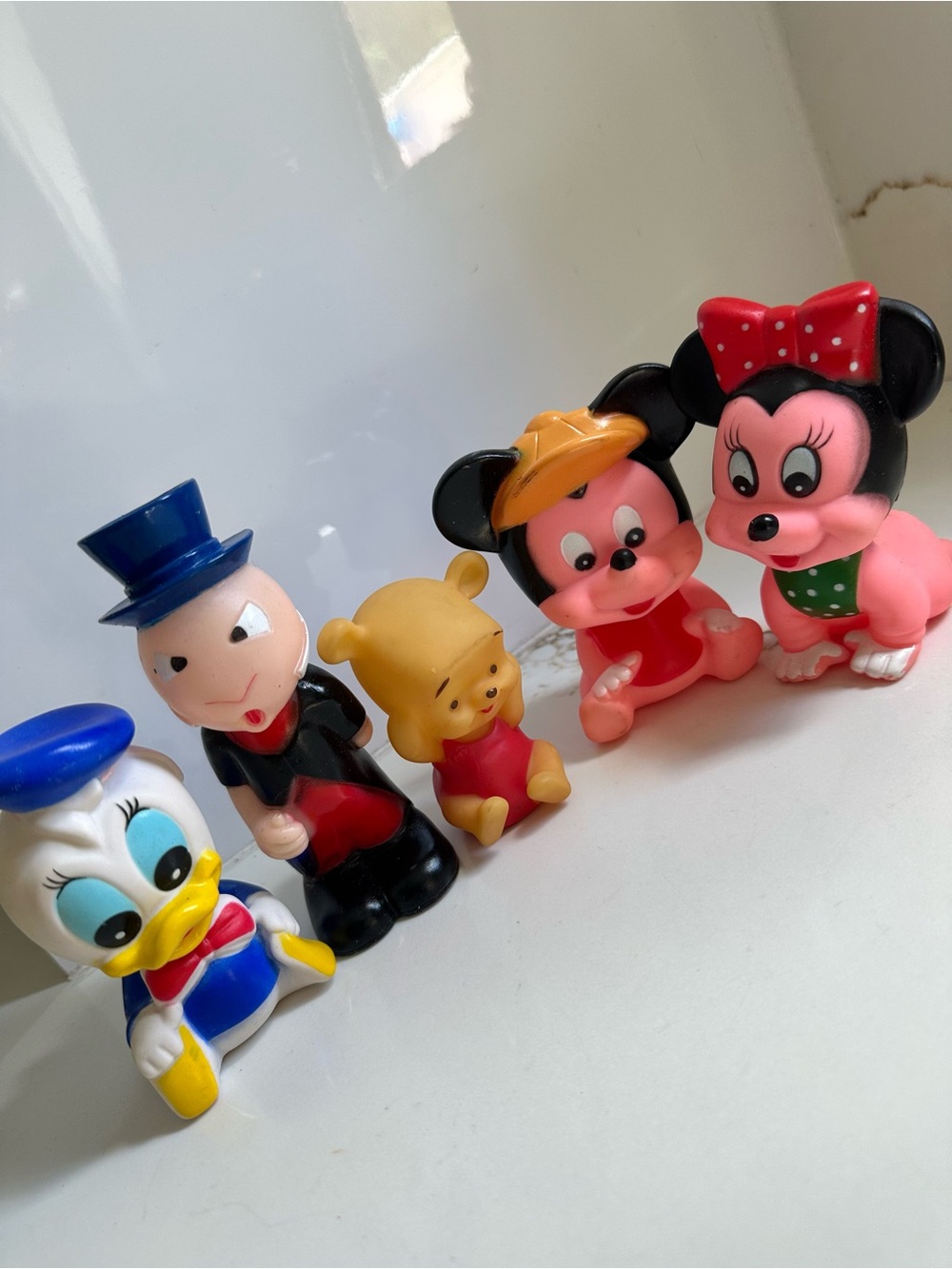 Vintage Disney Squeak Toy Lot Mickey Minnie Donald Duck Winnie the Pooh Rubber